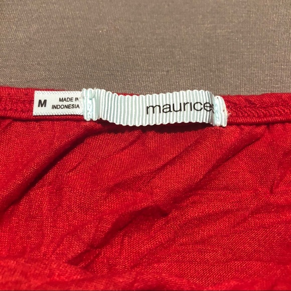 5/$25 Maurice’s Red Lace trim crinkle tank - Picture 2 of 2